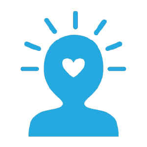 blue man icon with heart